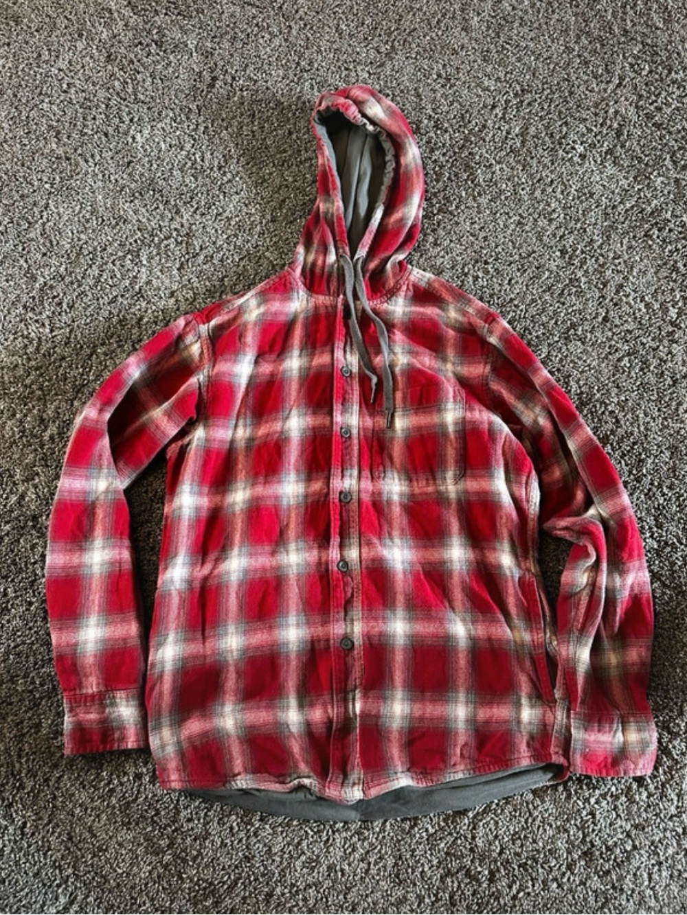 RedHead Red Plaid Button-Down Hooded Shirt